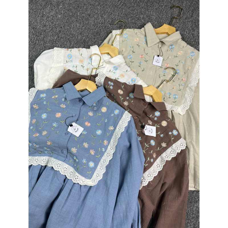 Dandelion Linen Top | Korean Blouse | Blouse Cantik | Kemeja Wanita | Kemeja Korea | Blouse Lucu | B
