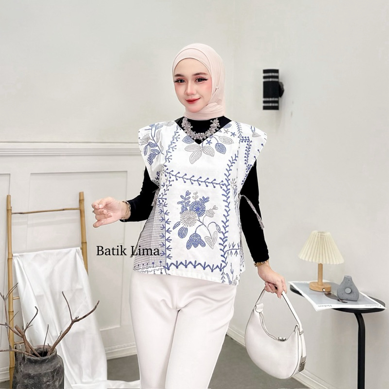 Vest Rompi Batik Wanita Atasan Batik Tali Wanita Motif Bolak Balik [Bordir]