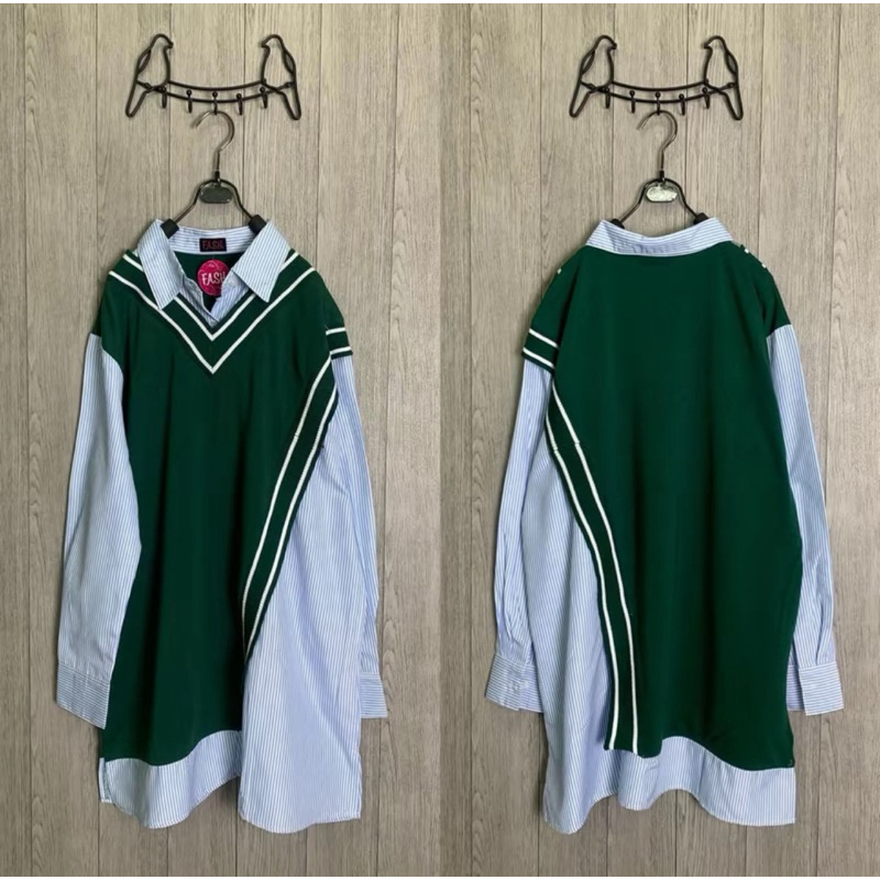 FASH TUNIK WANITA BERBAHAN KAOS MOTIF SALUR BAHAN NYAMAN