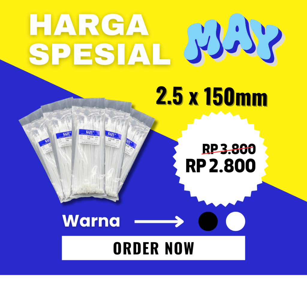

Kabel Ties 150mm isi 100pcs Cable Ties 15cm Hitam Putih
