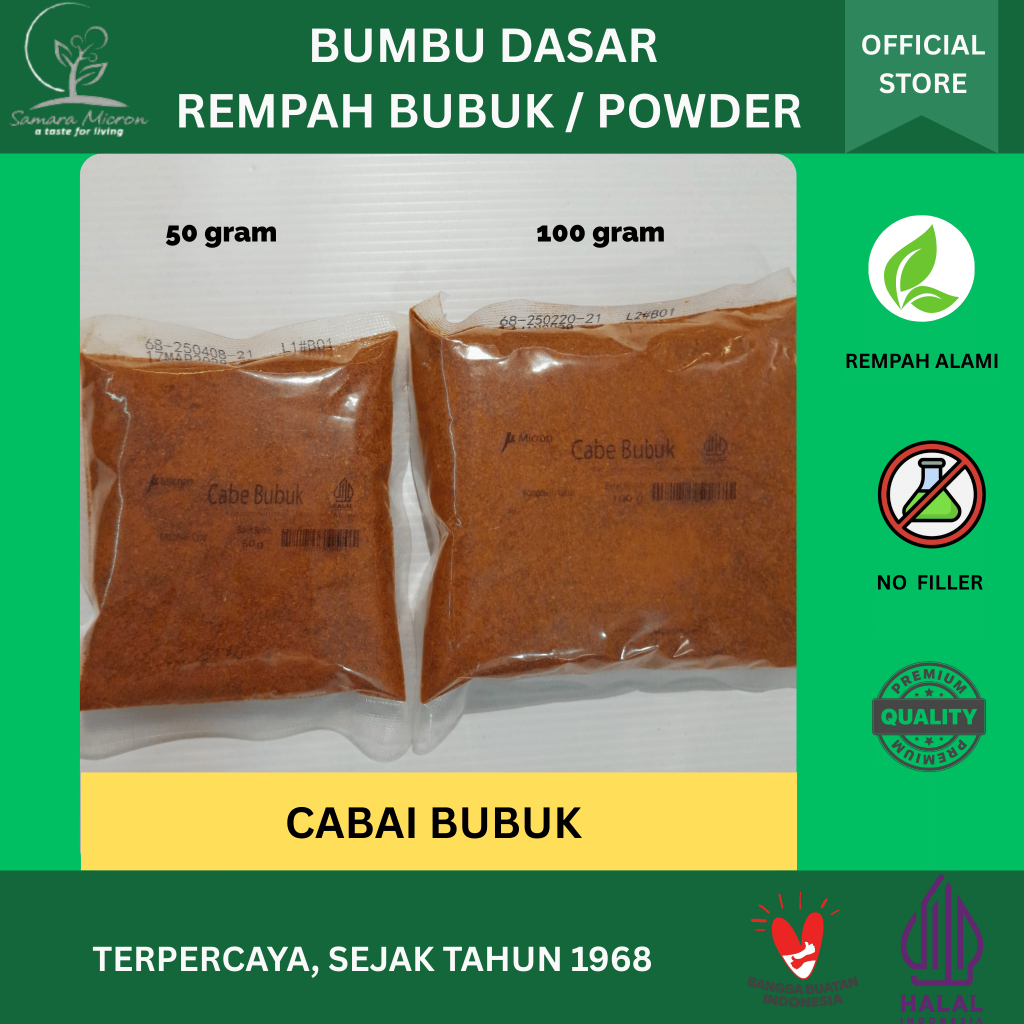 

Bumbu Rempah Samara Micron - Cabai Bubuk Halus - Chili Powder