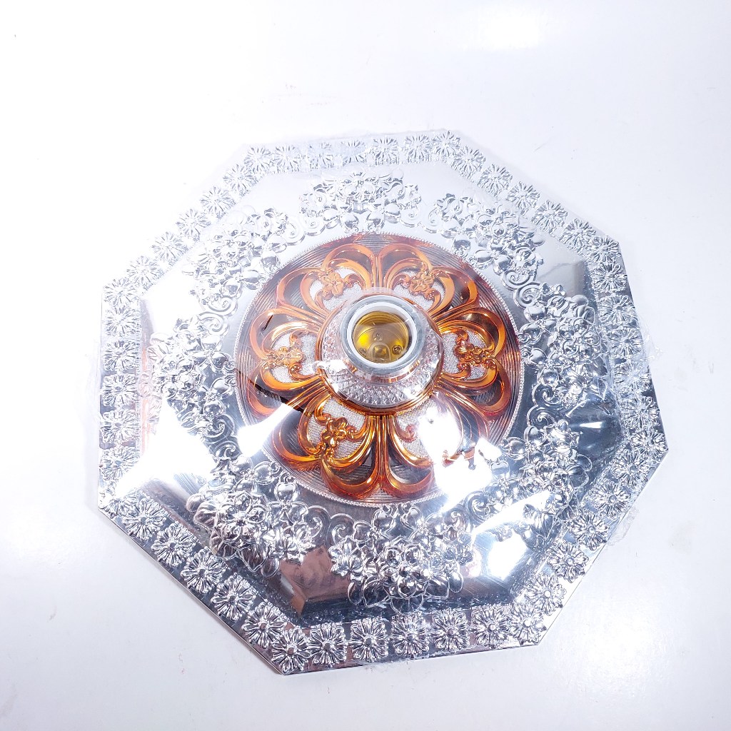 Dexicon Fiting Plafon Modern Jumbo DPP06S Fitting Plafon Silver PVC 32cm Diameter Lebar SNI Motif Bu