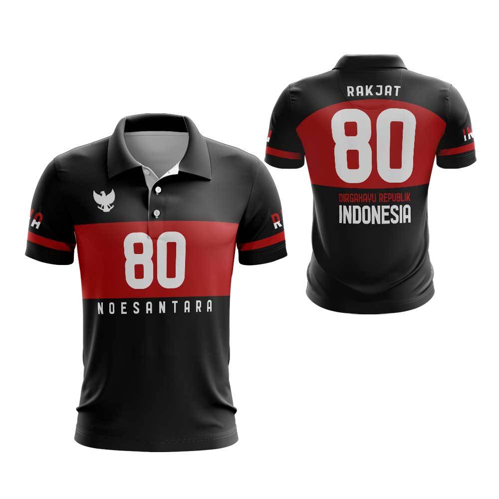Baju HUT RI KE 80 Jersey 17 Agustus / Baju Kaos Polo Pria 17 Agustus Hut RI 80 Fullprint