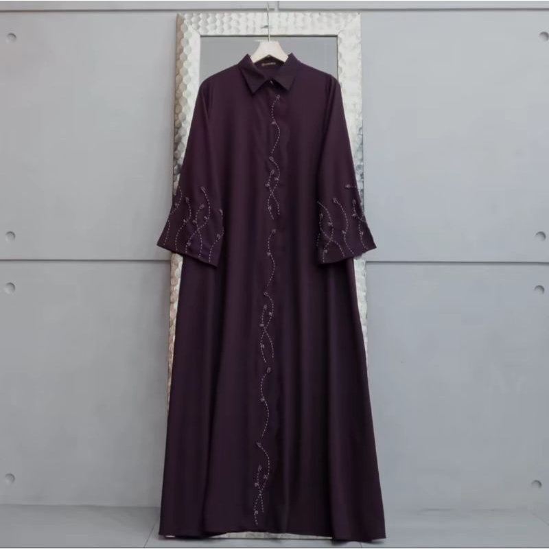 Aisyalina Id Haiza Abaya Dress Series Tanpa Hijab Bahan Haniya Gamis Wanita Elegan Payet