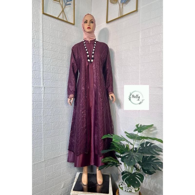 GAMIS PESTA TILE SPINGGLE KOMBINASI SATIN CRISTAL