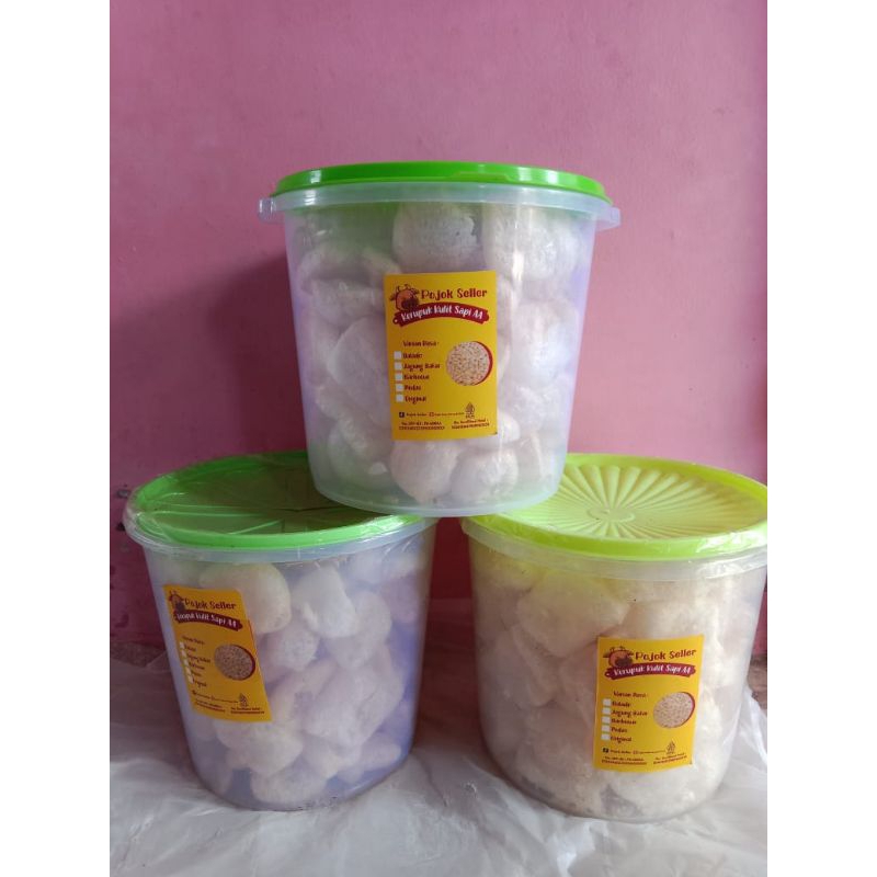 

Kerupuk kulit sapi 3 toples ukuran toples 5 liter