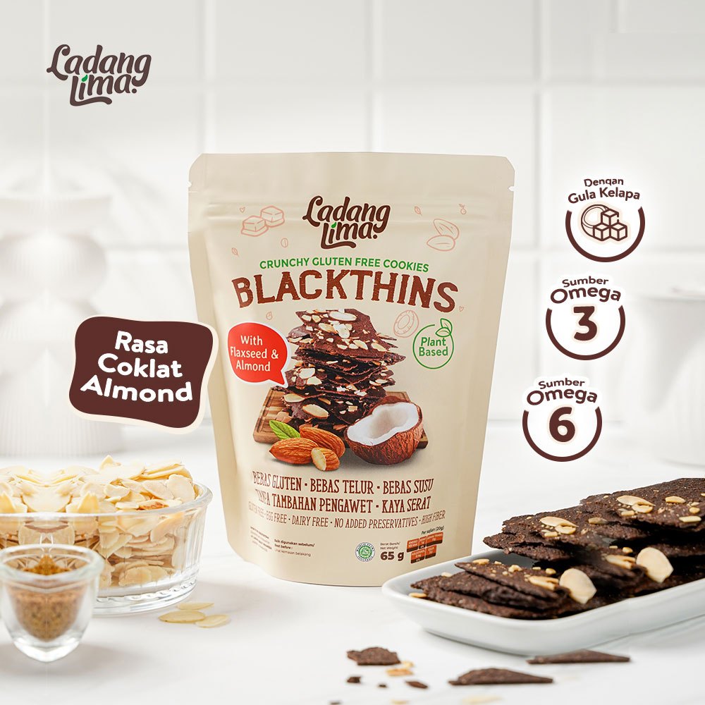 

Ladang Lima Blackthins 65G Crunchy Gluten Free Kue Kering Krispi / Kue Kering Gluten Free