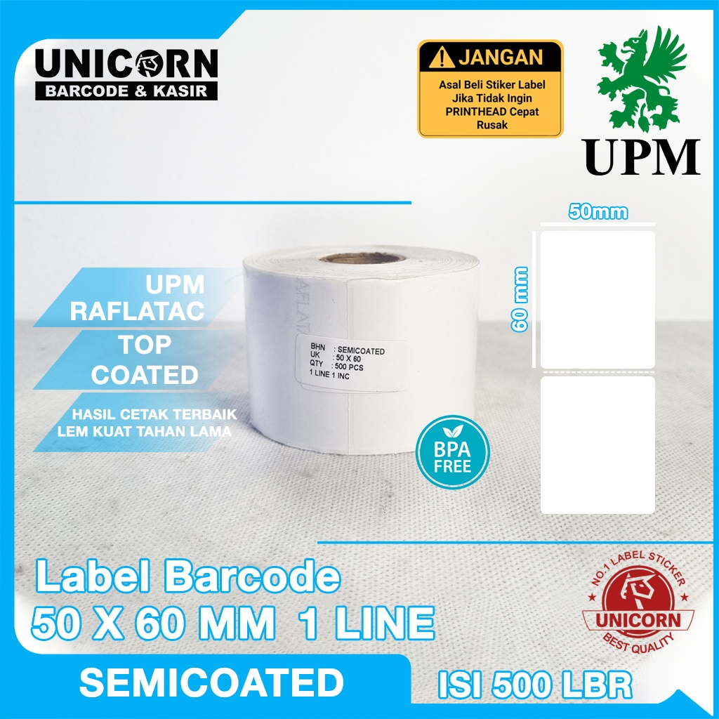 

Stiker Label Barcode Semicoat Semicoated 50x60 mm / 50 x 60 mm / 5x6 cm