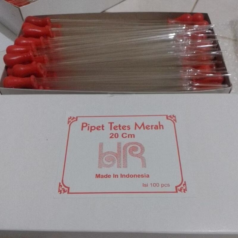 Pipet Tetes Kaca Dot Merah 20cm