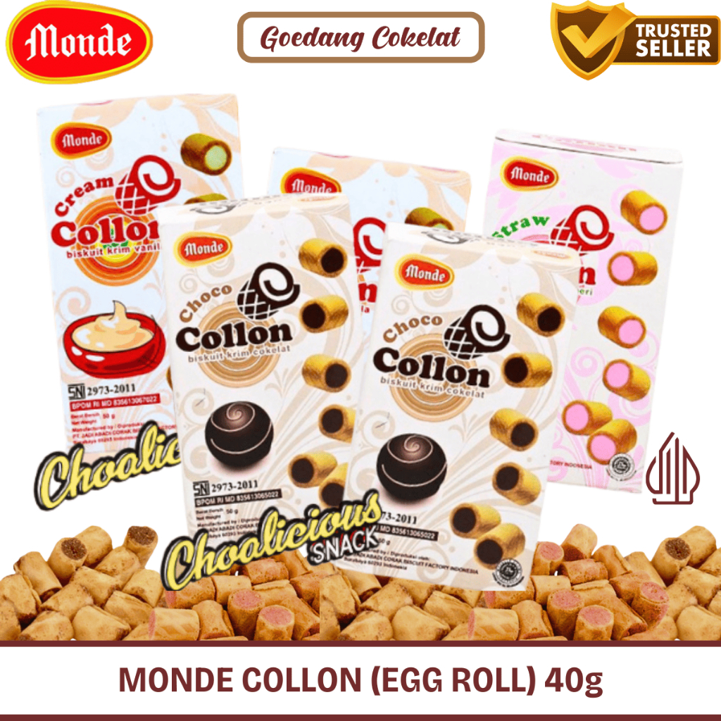 

Monde Collon Biskuit Isi Krim Coklat Cokelat Strawberry Vanilla 40gr