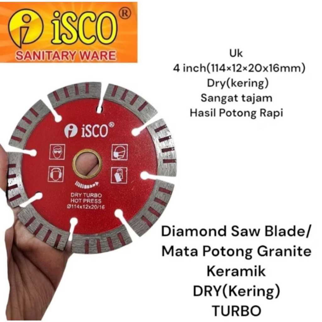 Diamond Saw Blade Dry Turbo 4 inch ISCO/Mata Potong Keramik,Granite Dry Turbo 4" TAJAM dan Hasil Pot