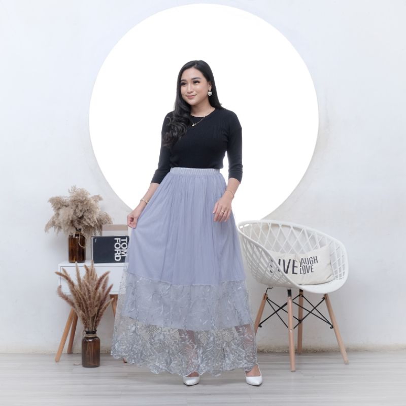 ROK RENDA BROKAT MUTIARA PANJANG DEWASA KEKINIAN TERBARU TUTU TILE MAYUNG BAWAHAN MURAH MEWAH BERKUA