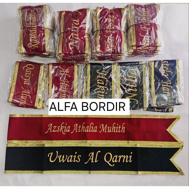 SELEMPANG WISUDA BORDIR BAHAN BLUDRU KAIN 2 LAPIS BORDIR KOMPUTER