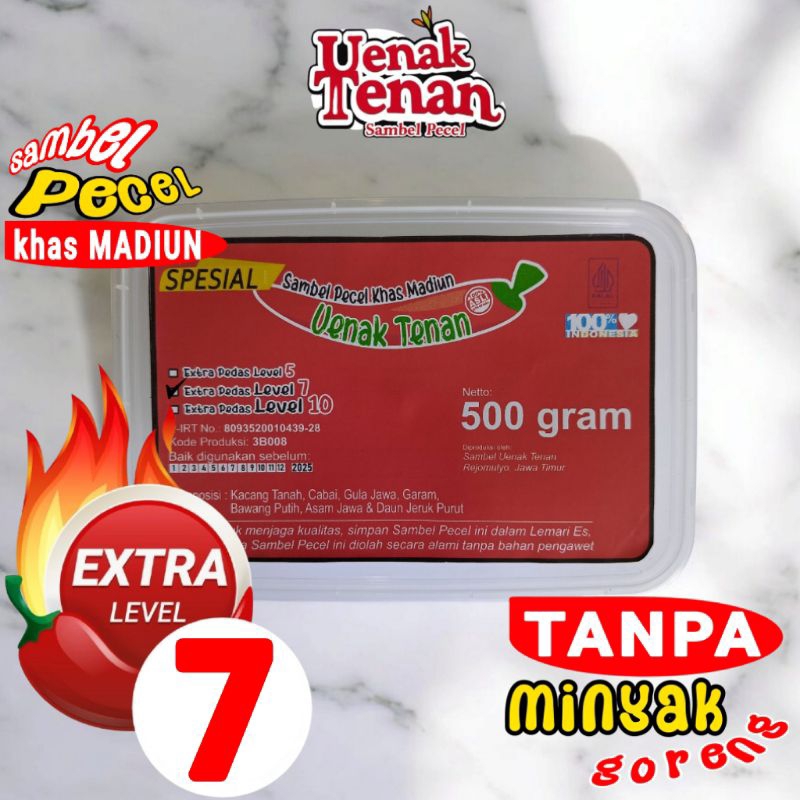 

Sambal Kacang Extra Pedas Level 7 Bumbu Sambel Pecel Madiun Asli Sangrai Uenak Tenan 500 gram