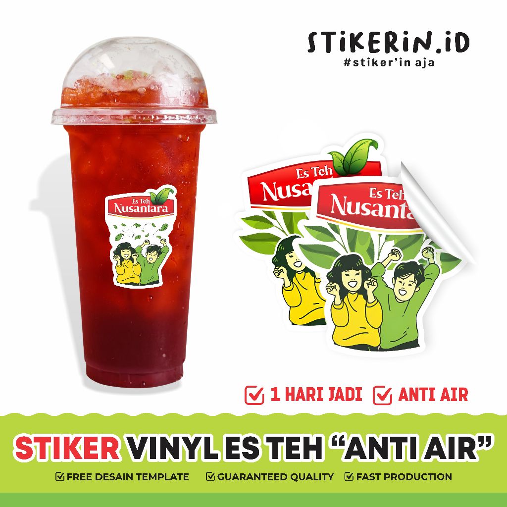 

Cetak Siker Es Teh Nusantara Ready Stok ukuran A3+ Vinyl Glossy Transparan Anti Air