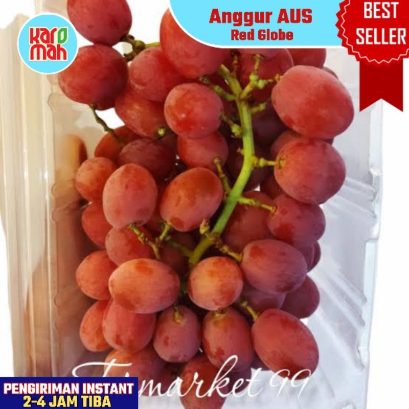 

BEST SELLER BUAH ANGGUR MERAH AUS 500 GR RED GLOBE FRESH MANIS / BUAH ANGGUR GLOBE RED AUSIE