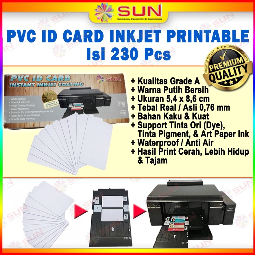 

Inkjet PVC ID Card Grade A 76 White uk 86 x 54 cm isi 23 Kertas PVC ID Card Inkjet Printable untuk Tray Id Card L85 L85 T6 L85 R23 Support epson ori 673 dyepigmentart paper ink KODE W5O7