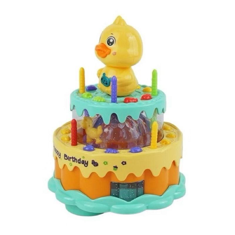 NEW PROMO Mainan Anak Kue Ulang Tahun / Hadiah Cake Birthday Duck / Kue bebek LED / Kue Ultah lampu