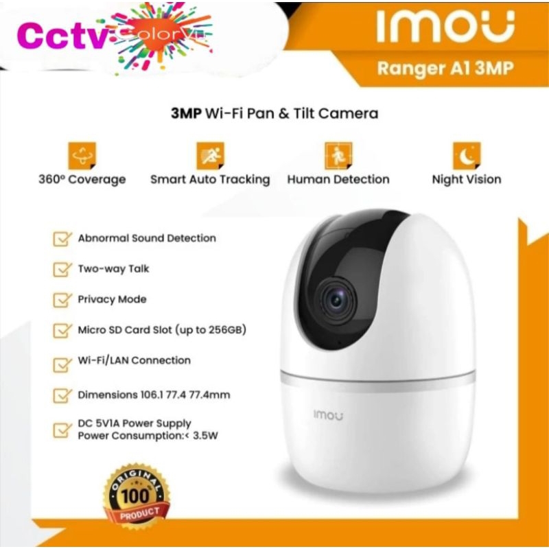 Imou Ranger A1 3MP A22EP 360 Two Way Audio Sirine Alarm Paket IP Camera CCTV Wireless Praktis