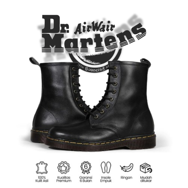 Sepatu Pria Formal Loafers Docmart Comboys Black - Sepatu Boots Pria Docmart Hitam Kulit Asli