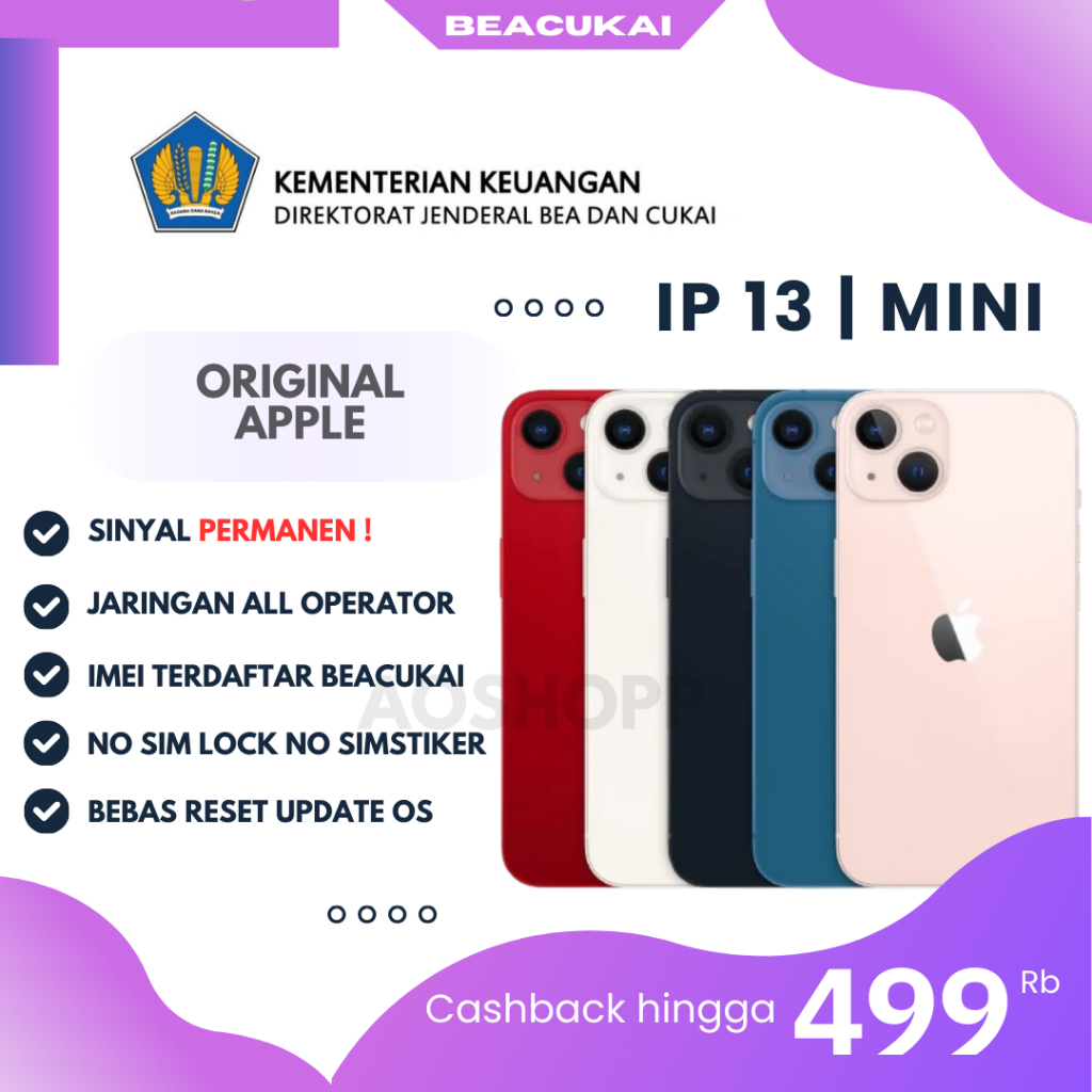 bc ip 13 | 12 mini Beacukai 64GB 128GB 256GB Normal Second inter Sinyal Permanen