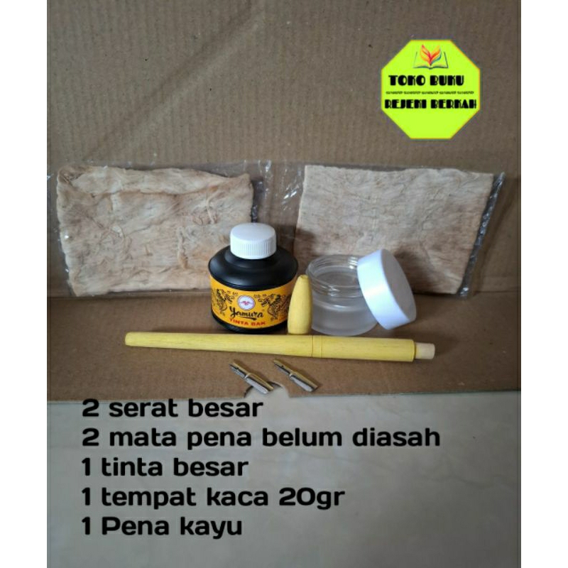 

satu set paket hemat peralatan menulis lengkap Pena tutul celup hover 221 tinta Bak tinta yamura serat ares aras