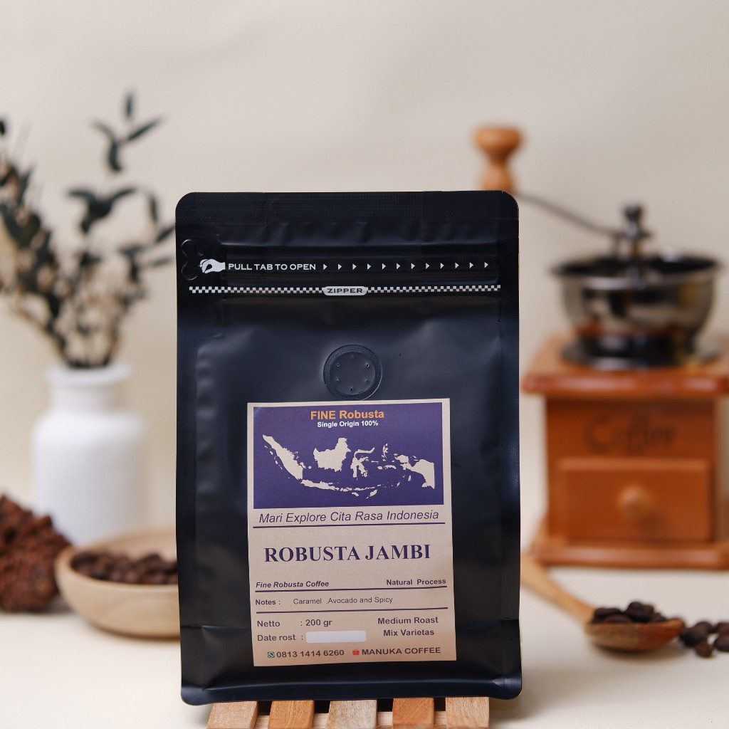 

Kopi Robusta Jambi Kerinci 200g - Biji / Bubuk Kopi Manuka Coffee Roasted Beans