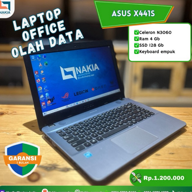 ASUS X441S ✅Celeron N3060 ✅Ram 4 Gb ✅SSD 128 Gb ✅Keyboard empuk