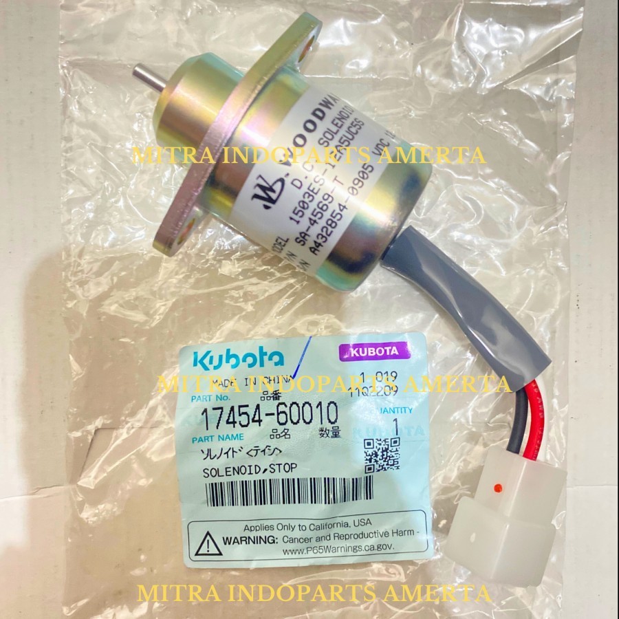 SOLENOID,ENGINE STOP D1105 KUBOTA 17454-60010 GENUINE
