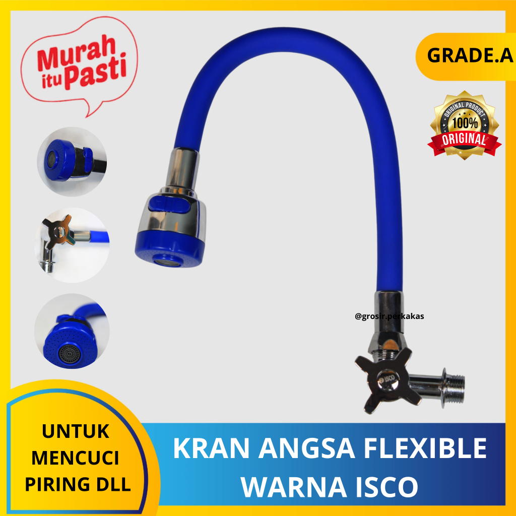 KRAN ANGSA FLEXIBLE WARNA ISCO - 360° - stainless - dapur wastafel 1/2" inch. [A][#KRAN]