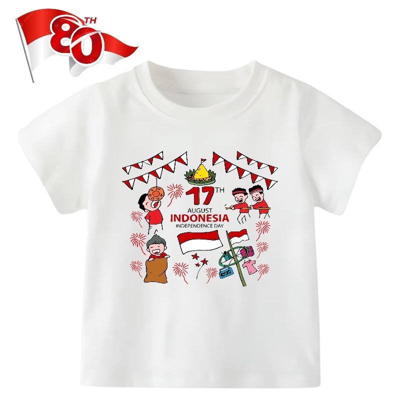 Kaos Anak Motif 17 Agustus untuk anak usia 2-10thn