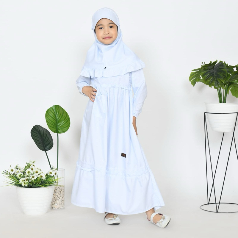 Dress muslim anak perempuan,Gamis Putih anak perempuan TK/SD, gamis manasik haji, gamis muslim
