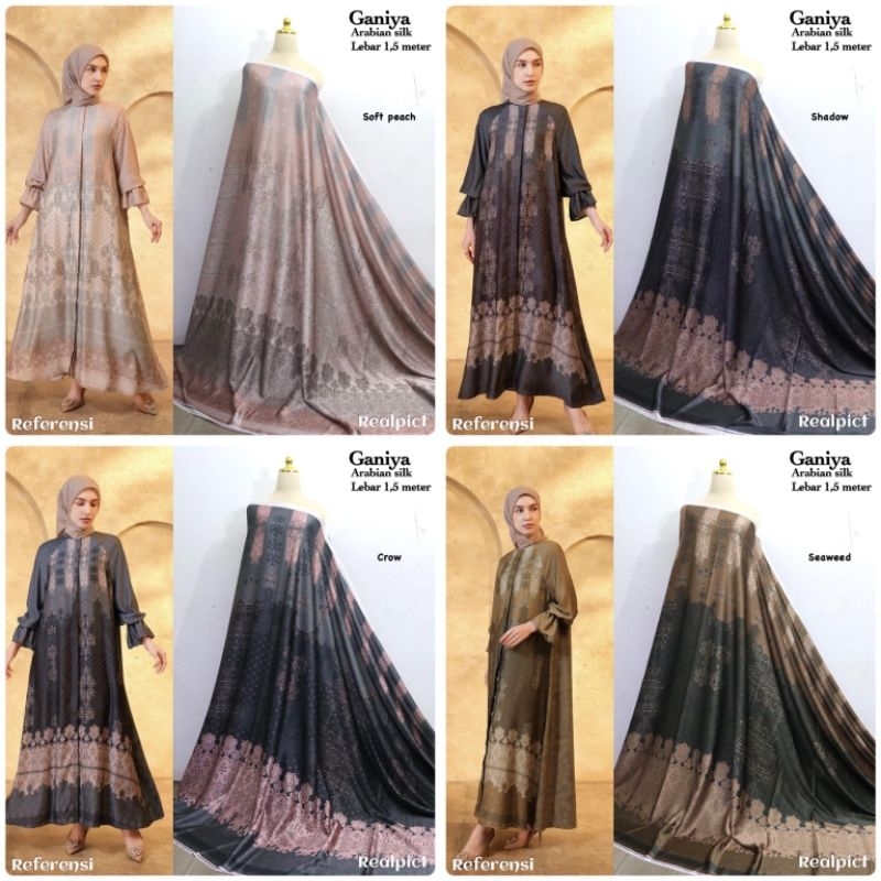 KAIN METERAN ARABIAN SILK MOTIF GANIYA | KAIN SARIMBIT | BAJU COUPLE | Harga persetengah meter