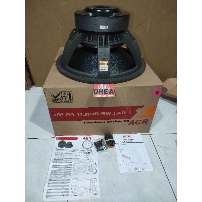 Speaker ACR Fabulous 113188 SW 18 inchi Double Magnet Double Spider 3800 Watt Coil 4,5 inchi Origina