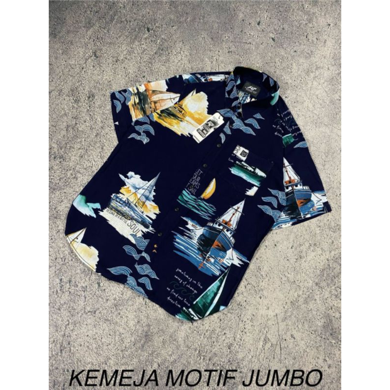 Kemeja pendek surfing kemeja pantai pria cowok ukuran jumbo XXL-XXXL
