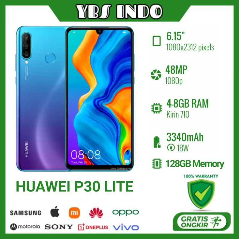 Huawei P30 Lite Ram 6/128Gb - Smartphone Bekas Bergaransi