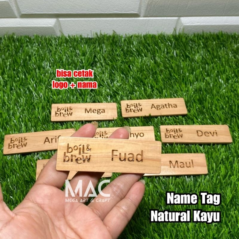 

[ MACJleb ] Name Tag Natural Kayu / Custom Nama Logo tanda Pengenal di Baju sistem Magnet