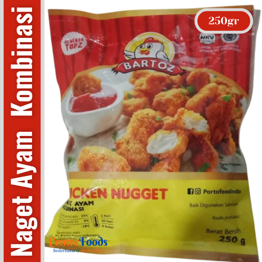 

Naget Ayam Kombinasi - Chicken Nugget BARTOZ | 250gr [ Harga Per BKS ]