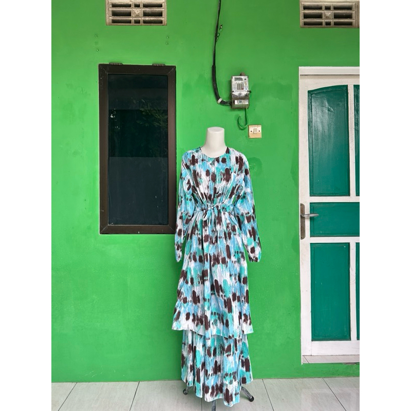 prelove gamis waran biru wardah LD 110 PB 140