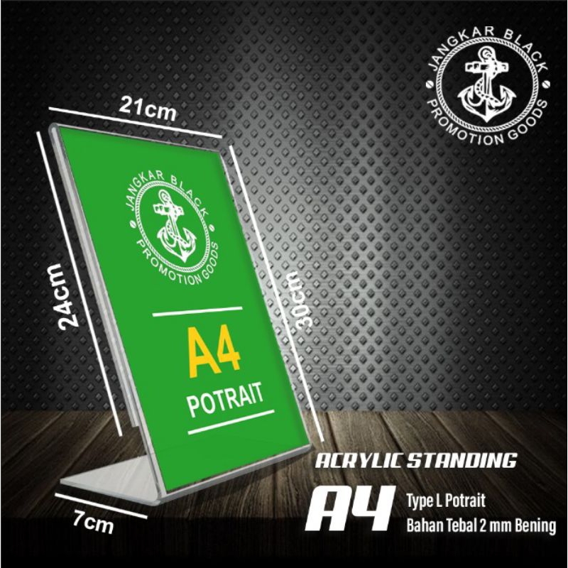 

Akrilik Standing L Portrait A4 l Acrylic Tent Holder Stand Frame