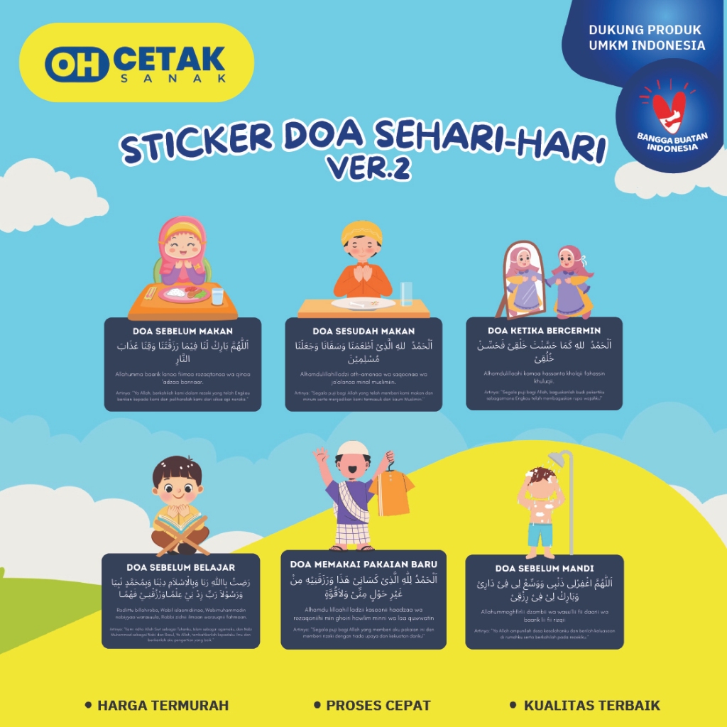 

Sticker Doa Sehari-Hari Versi 2 I Sticker Doa Anak-anak Tempelan Kaca/Pintu untuk Edukasi Anak Kecil I Azagi Printing