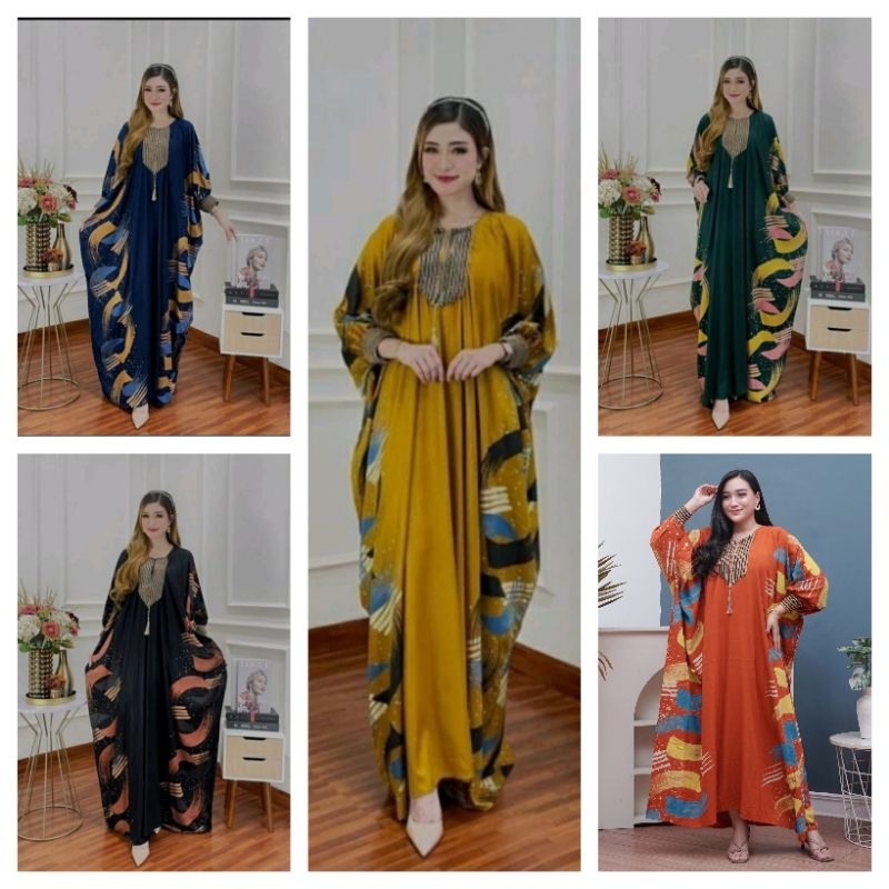 KAFTAN AZIZAH ALL SIZE LD 160 PB 135 BUSUI KAFIA KAFTAN LONGDRESS LOWO GAMIS  JUMBO KAFTAN DIVA