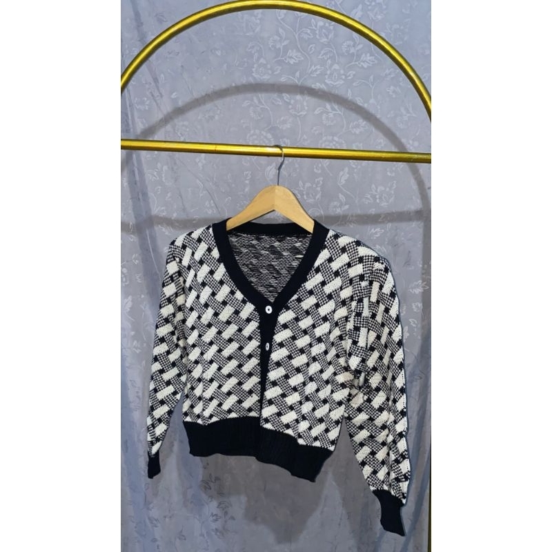 Sweater Rajut/Cardigan wanita Motif kotak kotak/Rajut Premium