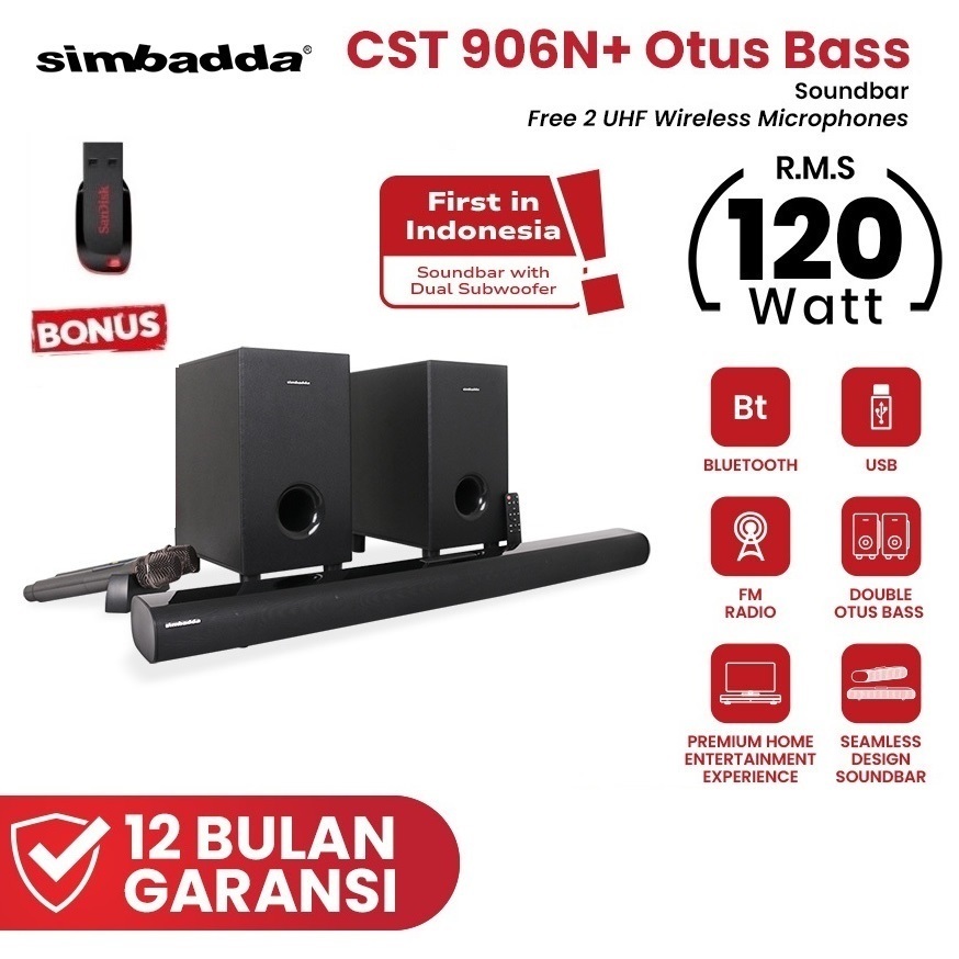 Simbadda CST 906N+ Otus Bass Dual Subwoofer Soundbar Speaker Simbadda CST 906N+