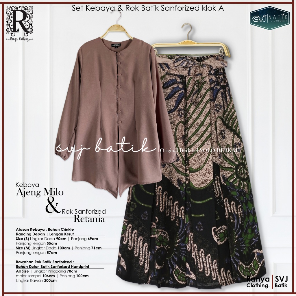 Setelan Kebaya Polos Nude Milo Dan Rok Batik Klok A Katalog 1