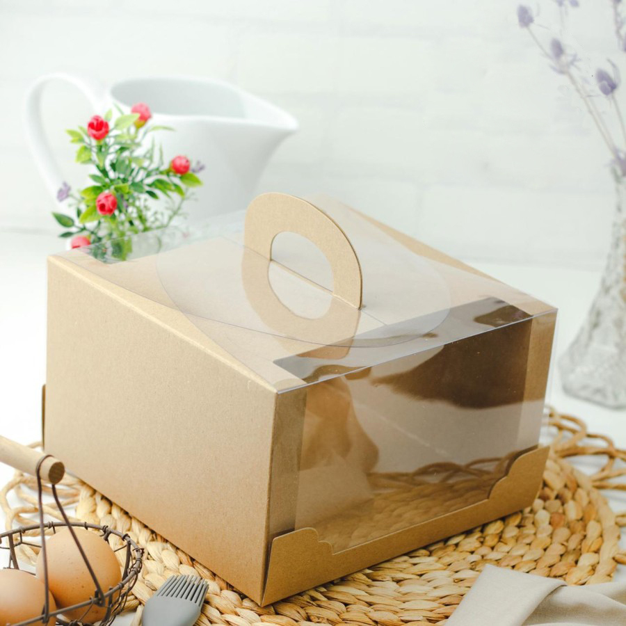 

( 10pcs ) Box mika transparan dus handle 20x20x12 cm kotak packaging kemasan kue cake box hampers