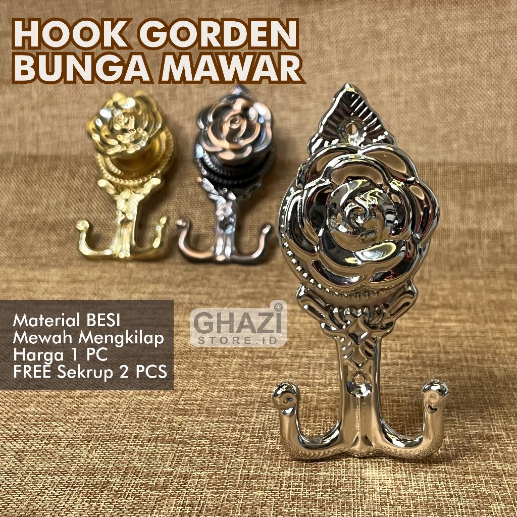 Hook Gorden Mewah Bunga Mawar Besi Pengait Tali Gorden Harga Satuan