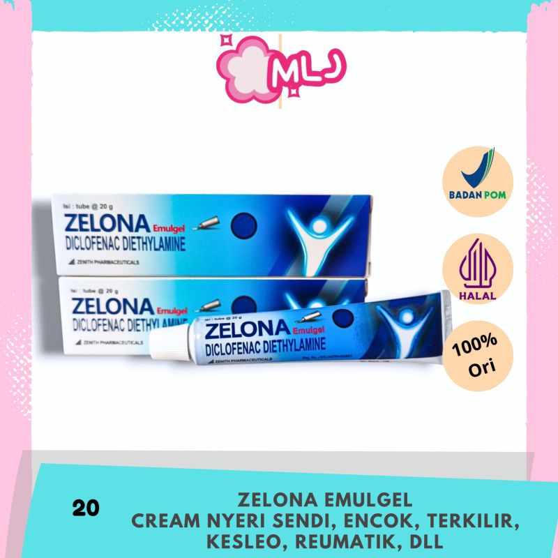 ZELONA EMULGEL 20 gram CREAM ENCOK NYERI SENDI KESLEO REUMATIK TERKILIR, MEMAR SALAH URAT, TERKILIR