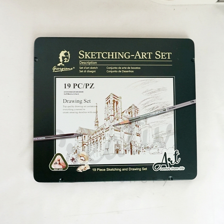 

Giorgione Sketching Set Pensil Sketsa Lengkap Cutter Paper Stump Eraser 19 Pcs G-191908