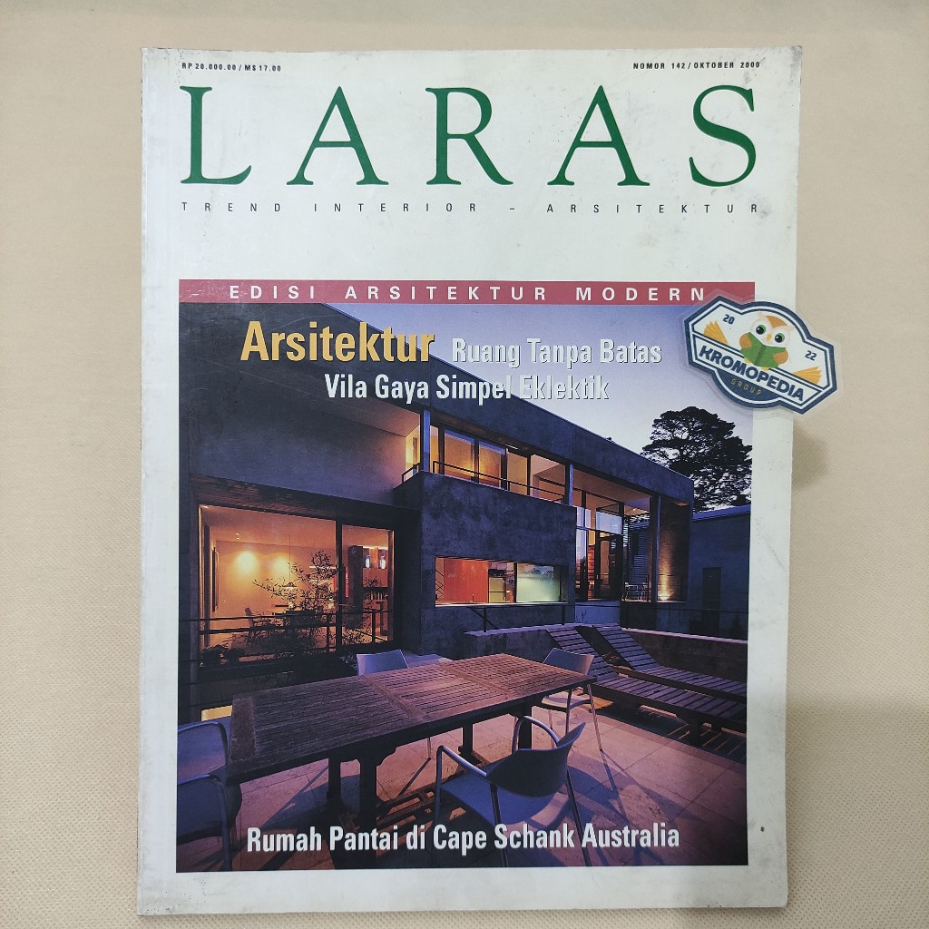 (ORIGINAL) Majalah Laras - Edisi Arsitektur Modern - Vila Gaya Simpel Eklektik (Oktober 2000)